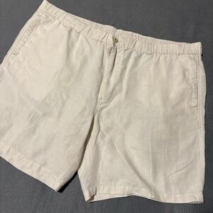 Tommy Bahama Relax Shorts 2XB Cream 100% Linen Logo 46x8 Lightweight Breezy NWOT
